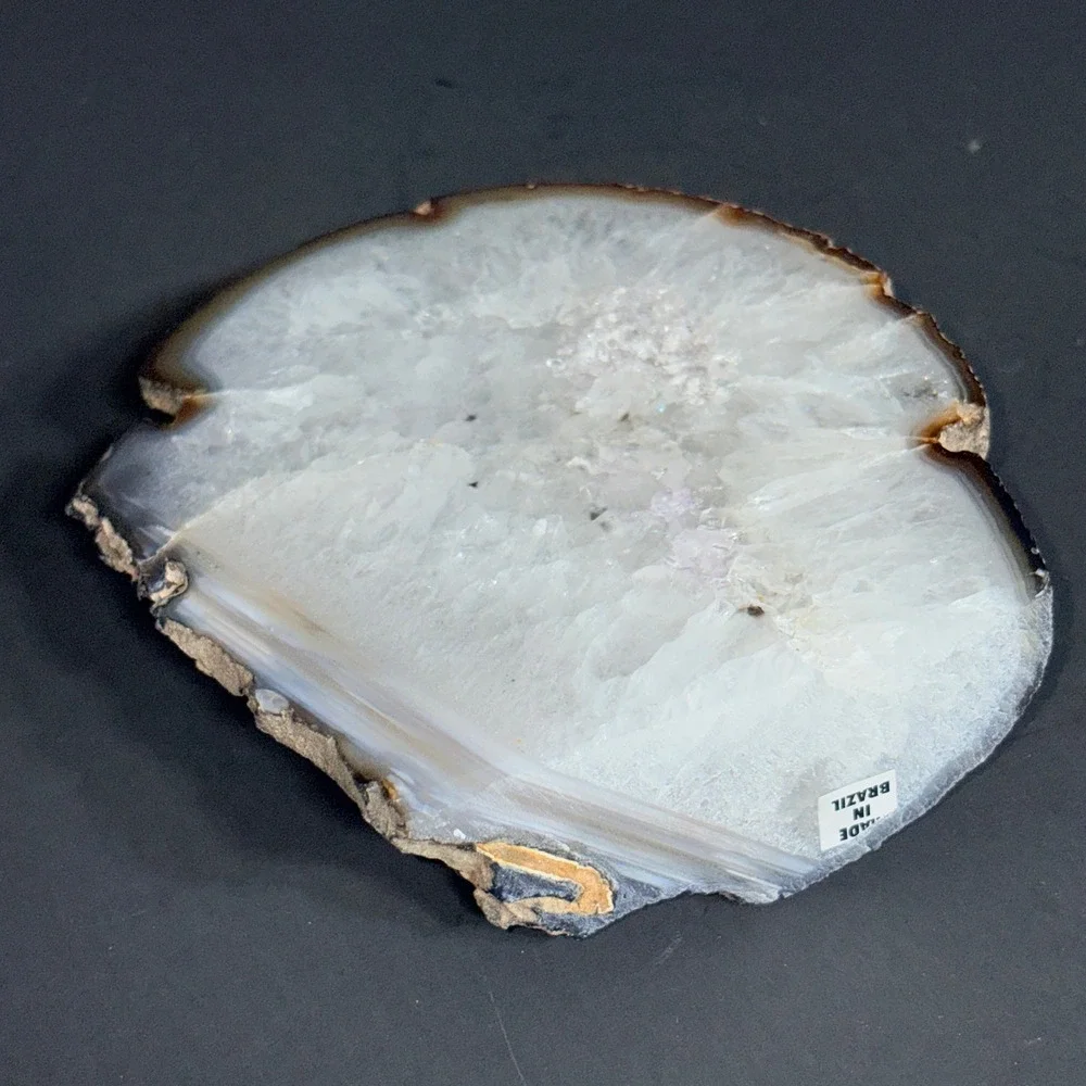 Polished Brazilian Agate Free Standing 1.11 lb Crystal Specimen White Grey 4.75